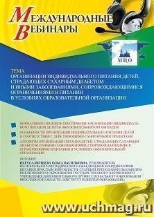 Участие в офлайн-вебинаре «Организации индивидуального питания детей, страдающих сахарным диабетом и иными заболеваниями, сопровождающимися ограничениями в — интернет-магазин УчМаг